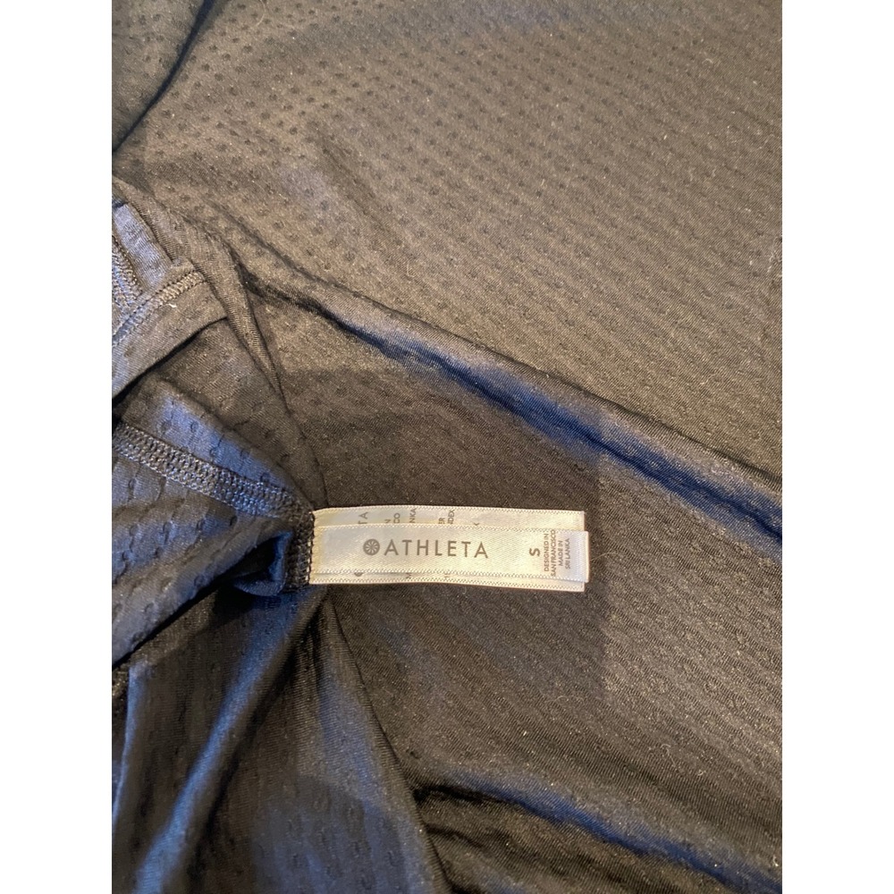 Athleta Black Mesh Short Sleeve Activewear Top Sheer Panel Performance Shirt S - Picture 5 of 5